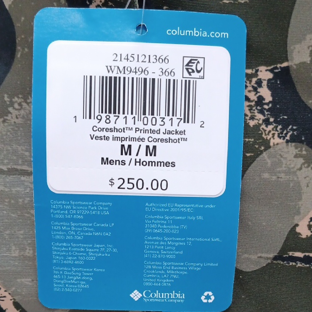 Columbia Camouflage Mens M CoreShot Printed Jacket